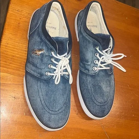 POLO RALPH LAUREN Men's Blue Faxon Classic Low-Top Denim Sneakers size 11D - Picture 3 of 6